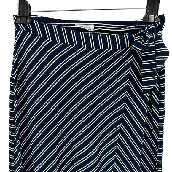 Adrienne Vittadini Women's Striped Wrap Skirt Navy/White Jersey Knit Medium - Picture 2 of 7